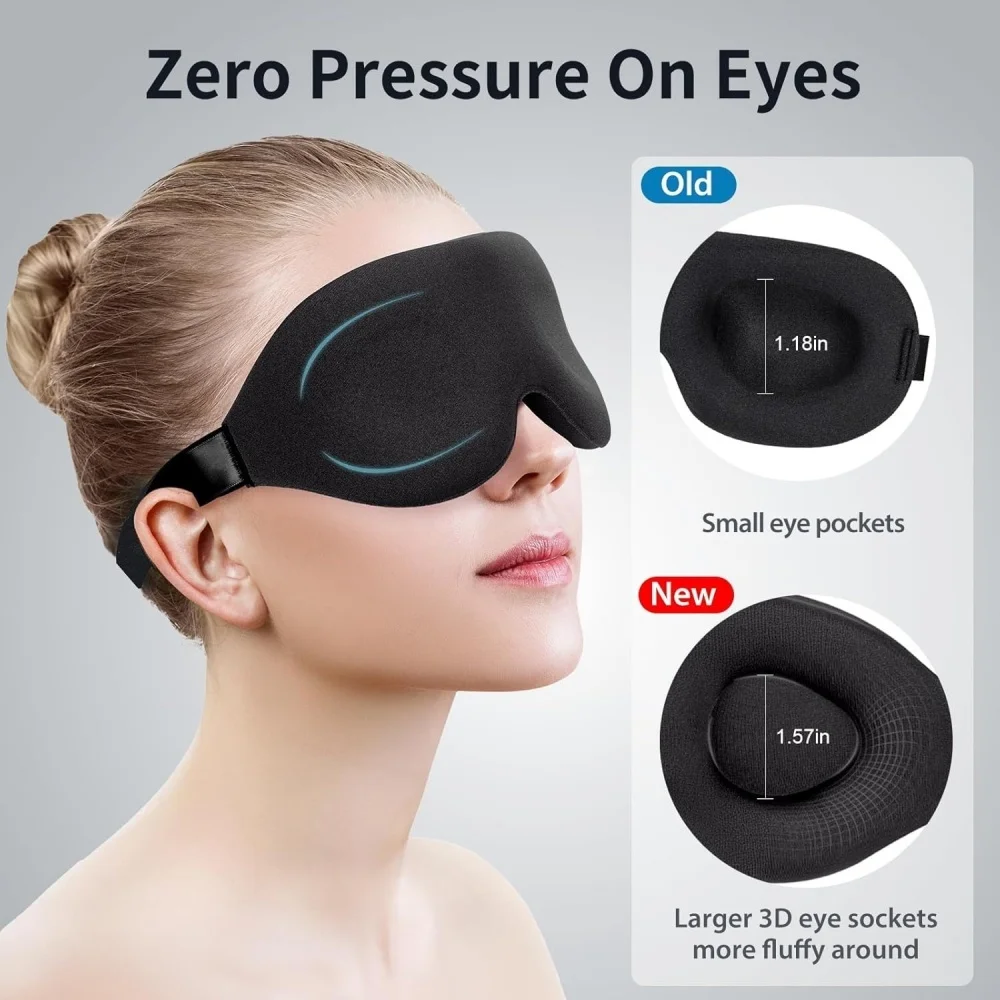 3D Contoured Sleep Mask Light Blocking Skin-Friendly Breathable Eye Mask For Sleep Rest Relax Zero Pressure Travel Nap Eyepatch