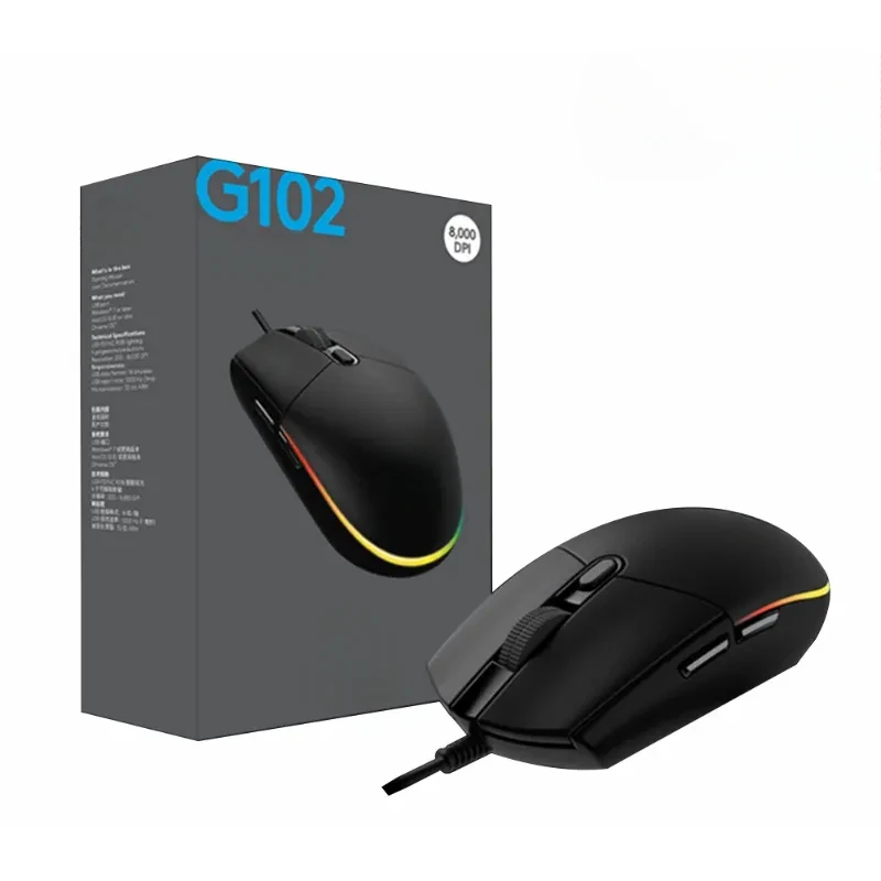 G102 G304 Wired Gaming Mouse RGB USB For PC Laptop Computer Ergonmic Mouse Gamer Mechanica Side Button