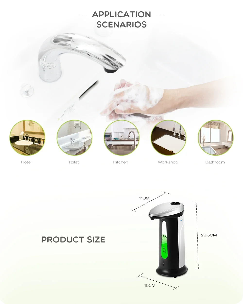 400ml Touchless Automatic Liquid Soap Dispenser for Kitchen Bathroom