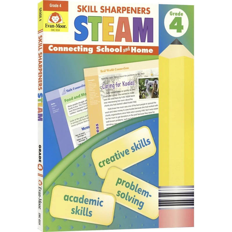 Evan-Moor Skill Sharpeners: STEAM, Grade 4,aged 3 4 5 6, English book 9781645140832