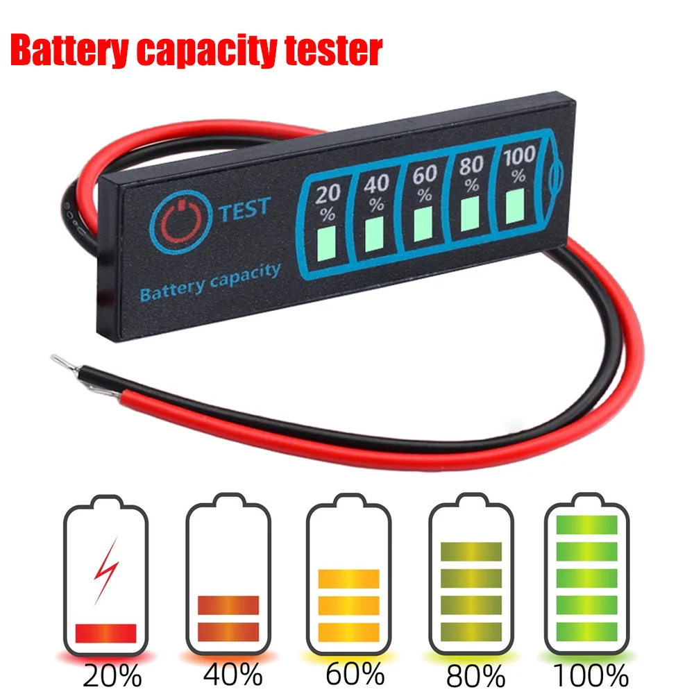 

DC5-30V 12V 24V LED Battery Capacity Indicator Power Display Panel Lithium Lead Acid Battery Capacity Voltage Meter Module