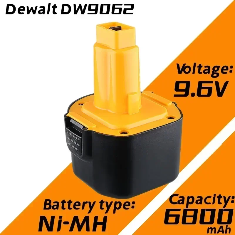 9.6V 6800mAh Ni-MH Replacement Battery Compatible with Dewalt DE9061 DE9062 DW9061 DW9062 DE9036 DW911 DW921 DW9614 DW050