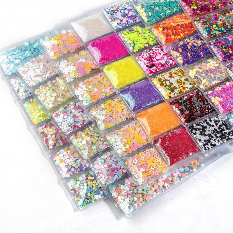 6 Grids/Bag Nail Art Sequins Colorful Nail Polish Flakes Foils For Manicures