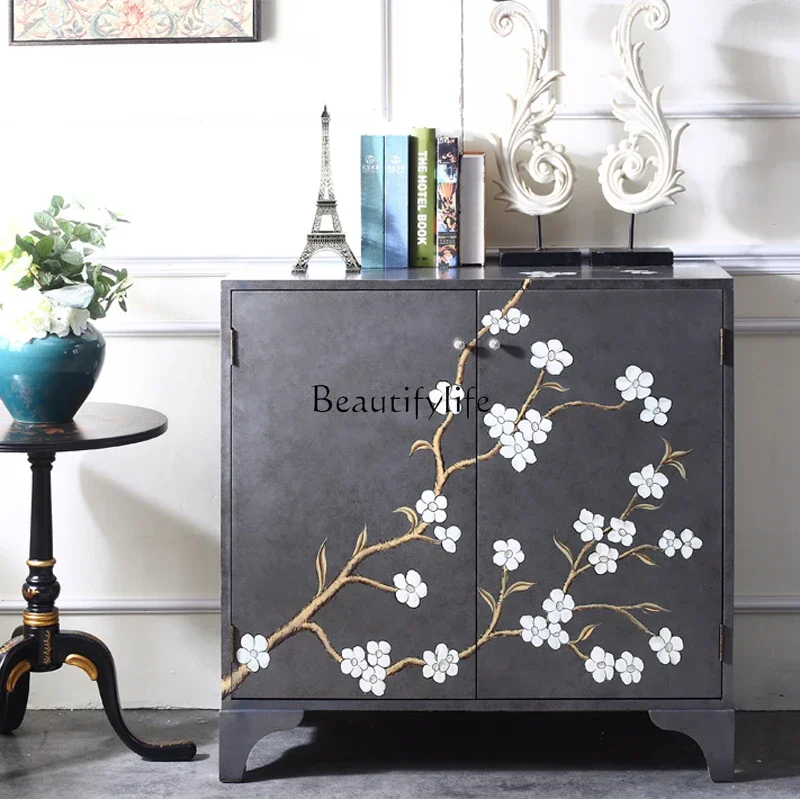 New Chinese Style Hallway Painted Living Room Storage Cabinet Home Decoration Door Side Cabinet