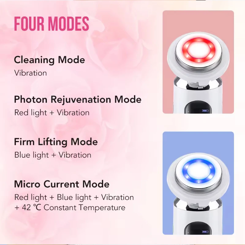 Facial Cleanser Face Lift Device Microcurrent Skin Rejuvenation Facial Massager Light Therapy Anti Aging Wrinkle Skin Care Tools