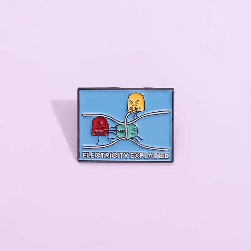 Funny Electricity Explained Enamel Pins Electromagnetic Phenomena Brooches Lapel Backpack Badges Decor Jewelry Gift for Friends