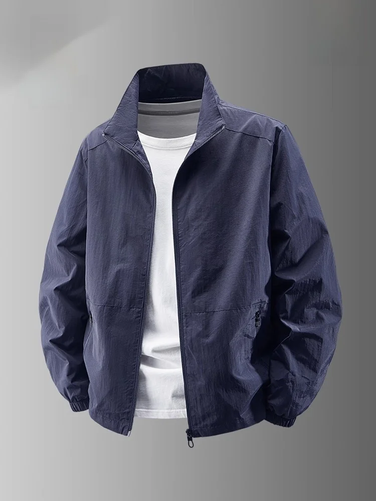 ملابس رجالية فضفاضة مناسبة للربيع والخريف مقاس كبير ملابس الأب St Man Jaet مع ياقة واقفة مجعد قليلاً #5