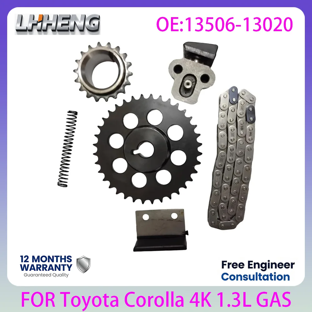 

Engine Timing Chain Kit OEM 13506-13020 For Toyota 1.3L 1.3 L T GAS 4K Engine Complete Timing Repair Assembly Replacement 80-95
