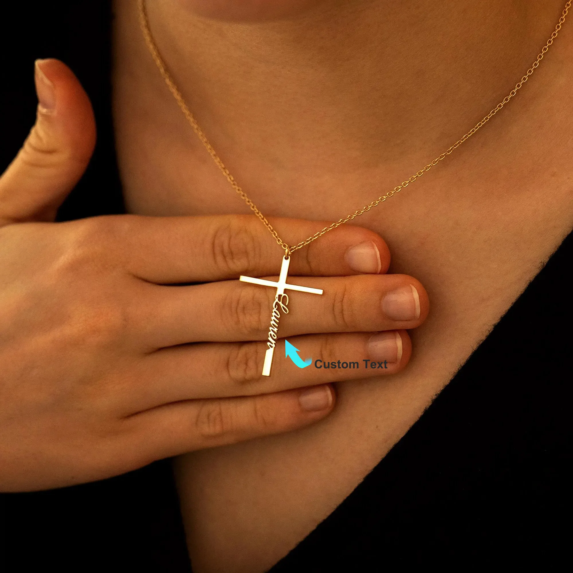 

Custom Cross name necklace Engraved Cross Necklace with Name Christian Gifts Baptism Gift Christmas Gift Religious Gift