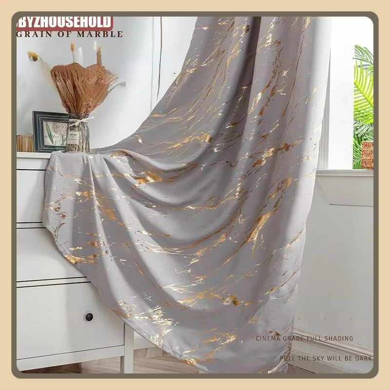 New Post-modern Curtains for Living Dining Room Bedroom Hot Gold Expensive Blackout Light Luxury Room Decoration Simple