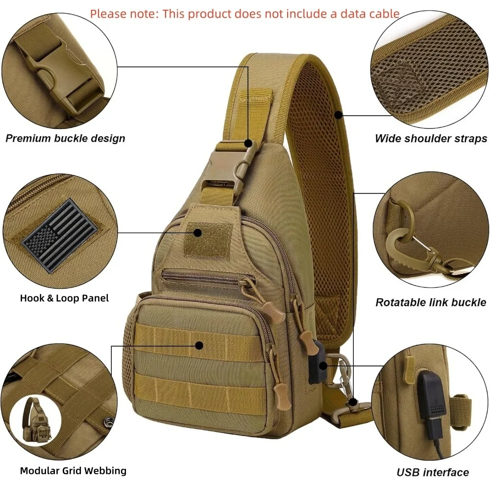 Paquete de eslinga unisex para exteriores, nailon duradero, puerto USB externo y correa personalizable, para senderismo, correr, ciclismo, viajes, gimnasio y