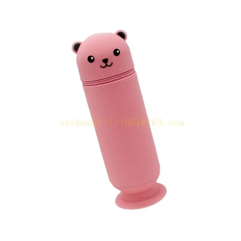 Caja lápiz silicona 62ka con titular pluma del oso copa succión Gran capacidad para oficina escolar y