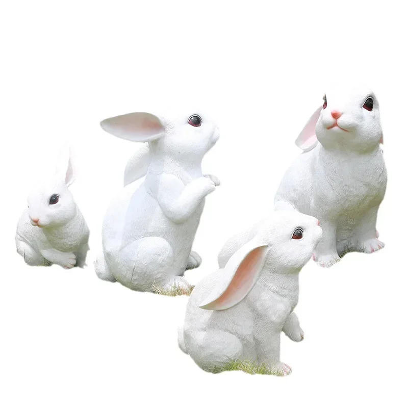 

Simulation big white rabbit ornament outer garden landscape decoration sculpture garden courtyard lawn decoration