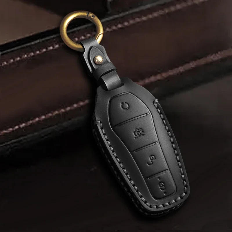 

Car Key Case Cover Leather Skin Protector For BYD Han Ev Tang Dm/Qin PLUS/Song Pro/MAX/Yuan Dolphin Buckle Remote Accessories