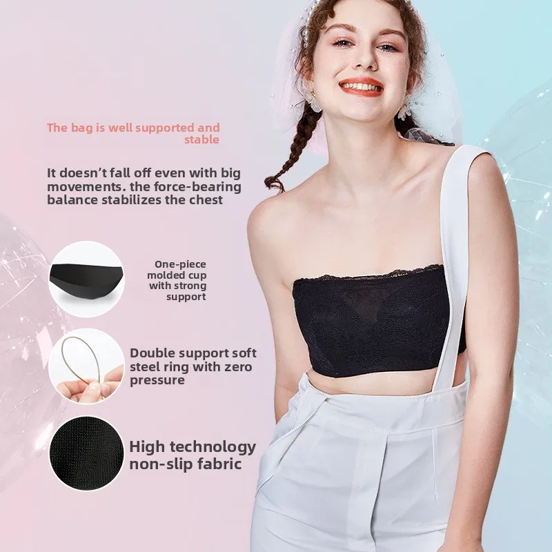 

WomenPlus Size Strapless Bra for Women, Summer Thin Style, Large Bust Minimizer, Anti-Slip Tube Top, Invisible Bra