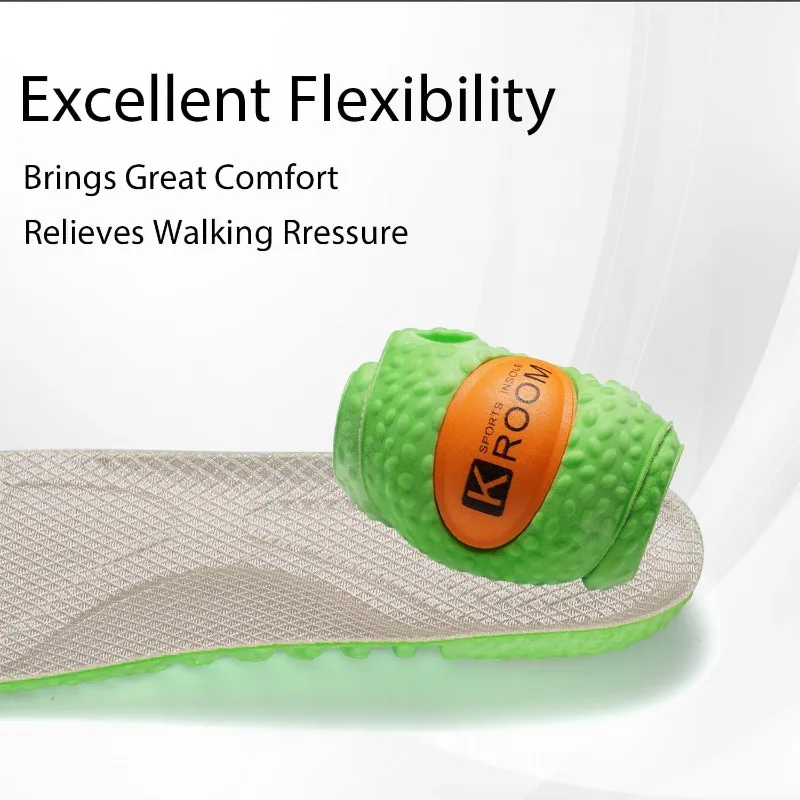PU Breathable Memory Foam Insoles Sports Shock Absorption Insole Green Arch Support Orthopedic Shoes Pad for Men Women Feet Care