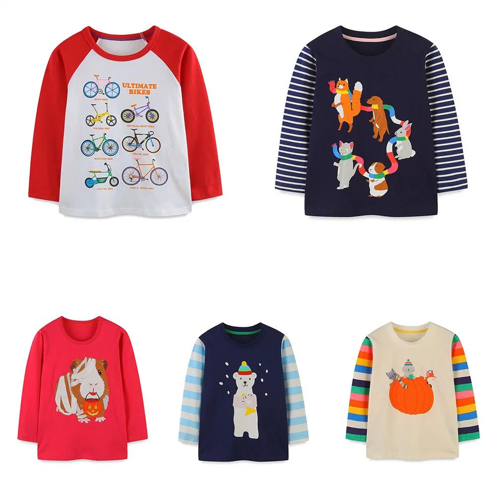 

Jumping Meters 2-7T Pumpkin Print Halloween Boys Girls T Shirts Autumn Spring Cotton Children's Clothing Long Sleeve Baby Shirts