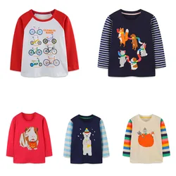 Atlama metre 2-7T kabak baskı cadılar bayramı erkek kız T shirt sonbahar bahar pamuk çocuk uzun kollu giyim bebek gömlek