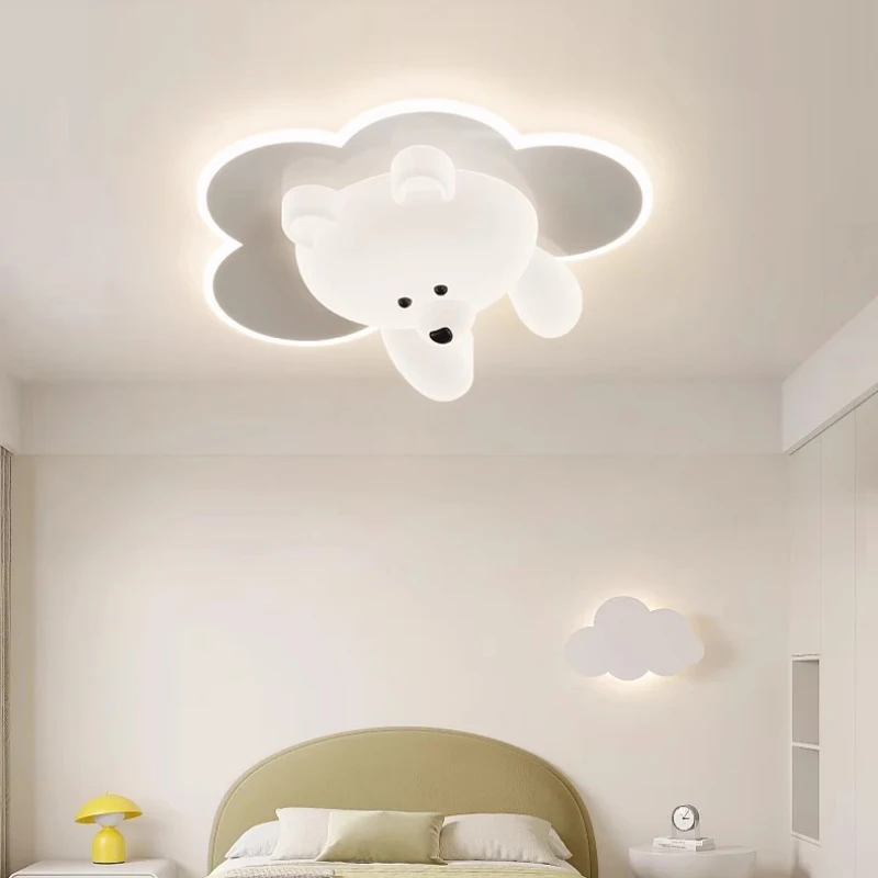 Lovely Cloud Bear Ceiling Lights LED Children\'s Room Light Simple Creative Little Girl Boy Bedroom Decor Baby Room Ceiling Lamps