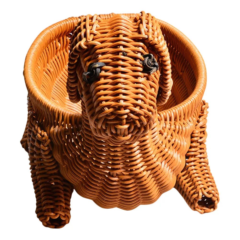 

Simulated Dog Woven Imitation Rattan Basket Storage Home Decor Fruit Bread Gift Organizer Kitchen Fruit Basket Pantry Empty