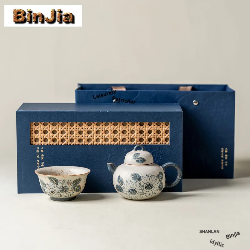 Hand-painted Sunflower Tea Set Complete Set Luxury Tea Ceremony Set Teapot And Tea Cup Set Drinkware Equipment Collection Craft