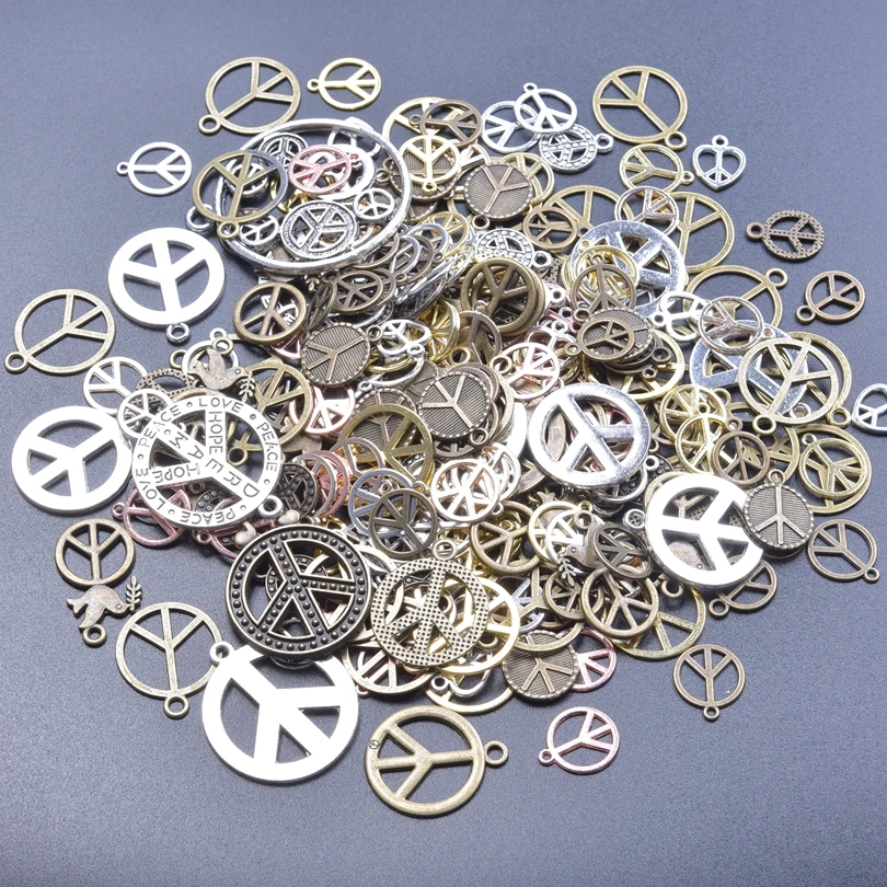 30/50/100pcs/Lot Random Mix Peace Symbol Charms Pendant For Jewelry Making Diy Necklace Bracelet Keychain Handmade Accessories