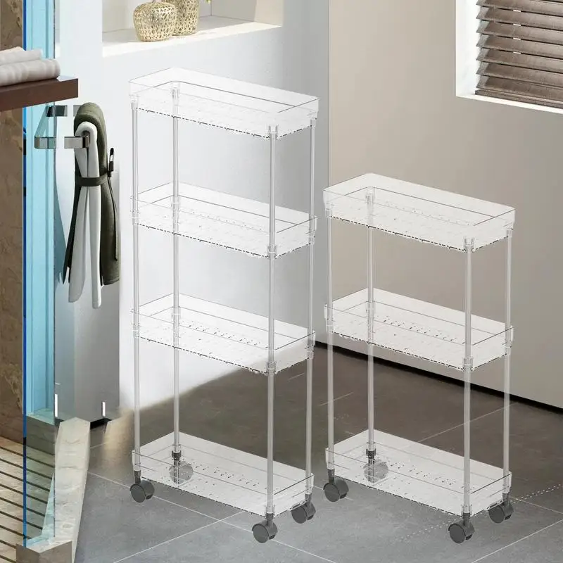 

Mobile Shelf with Wheel Multi-Layers Storage Rack Home Trolley for Snacks Cosmetic Sundries Organizer 3/4 Tiers Rolling Cart