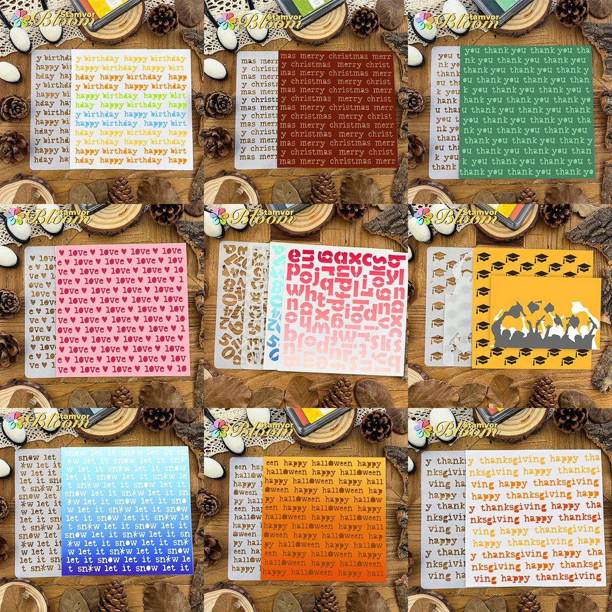 Original Lovely Pratical Birthday Halloween Christmas Alphabets Words Partterns Stencils, Paper - Spray Paint & Graffiti