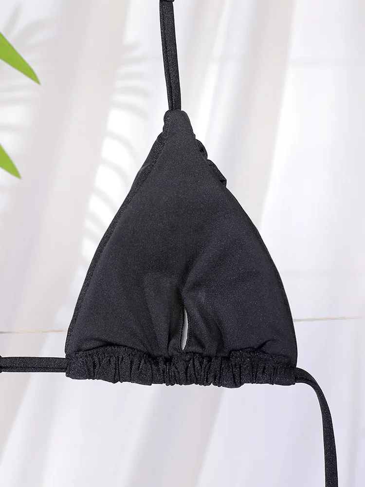 Dreieck-Bikinis, sexy Badeanzug, Damen-Verband-Bademode, 2025, Bikini-Set, einfarbig, Strandmode, zweiteiliger Anzug, weibliche Badeanzüge – Detail 7
