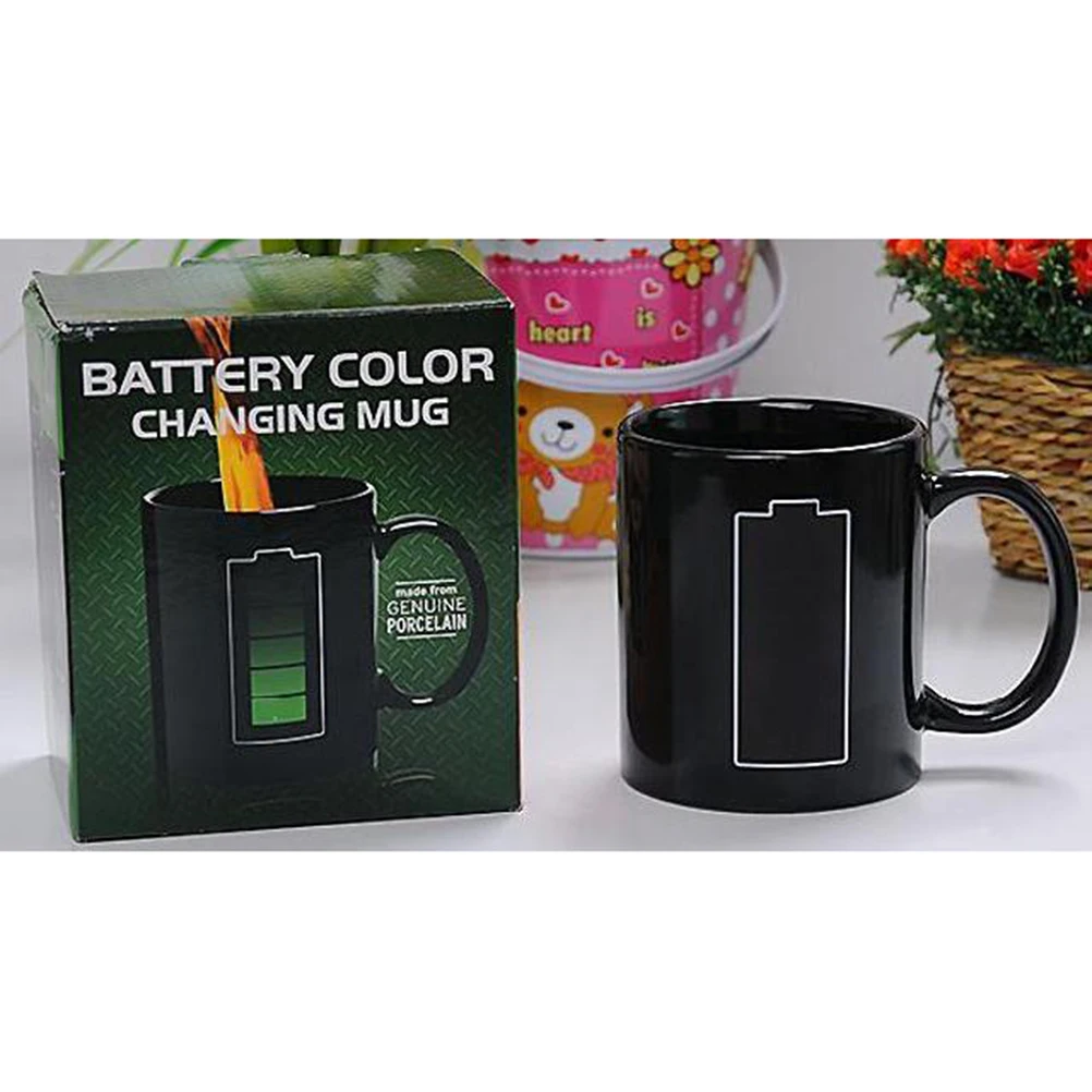 

Black Color Changing Ceramic Mug Heat Sensitive 95x82cm for Hot Coffee Tea Milk Beverage Cafe Pub Office Restaurant Cup