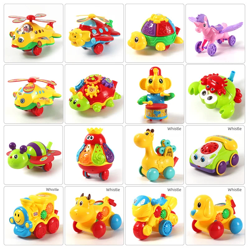 Large Cartoon Airplane Dog Stall Toy Step Car Hand Push Animal Toy Emotional Visual Intelligence Development Crawling Walking