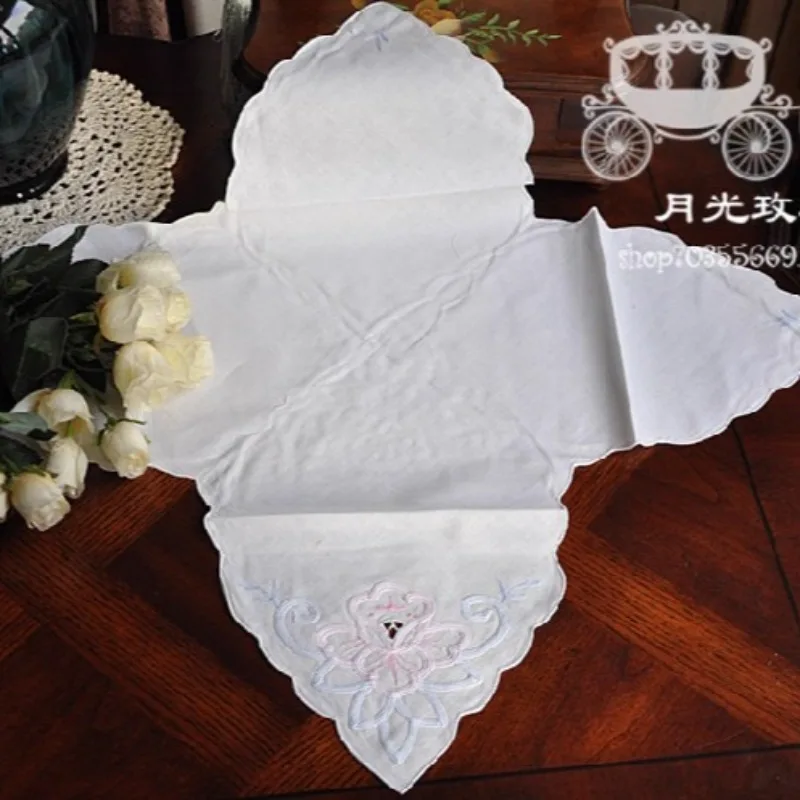 2 قطعة منشفة الخبز القطن الأبيض منشفة مطرزة ملونة #2