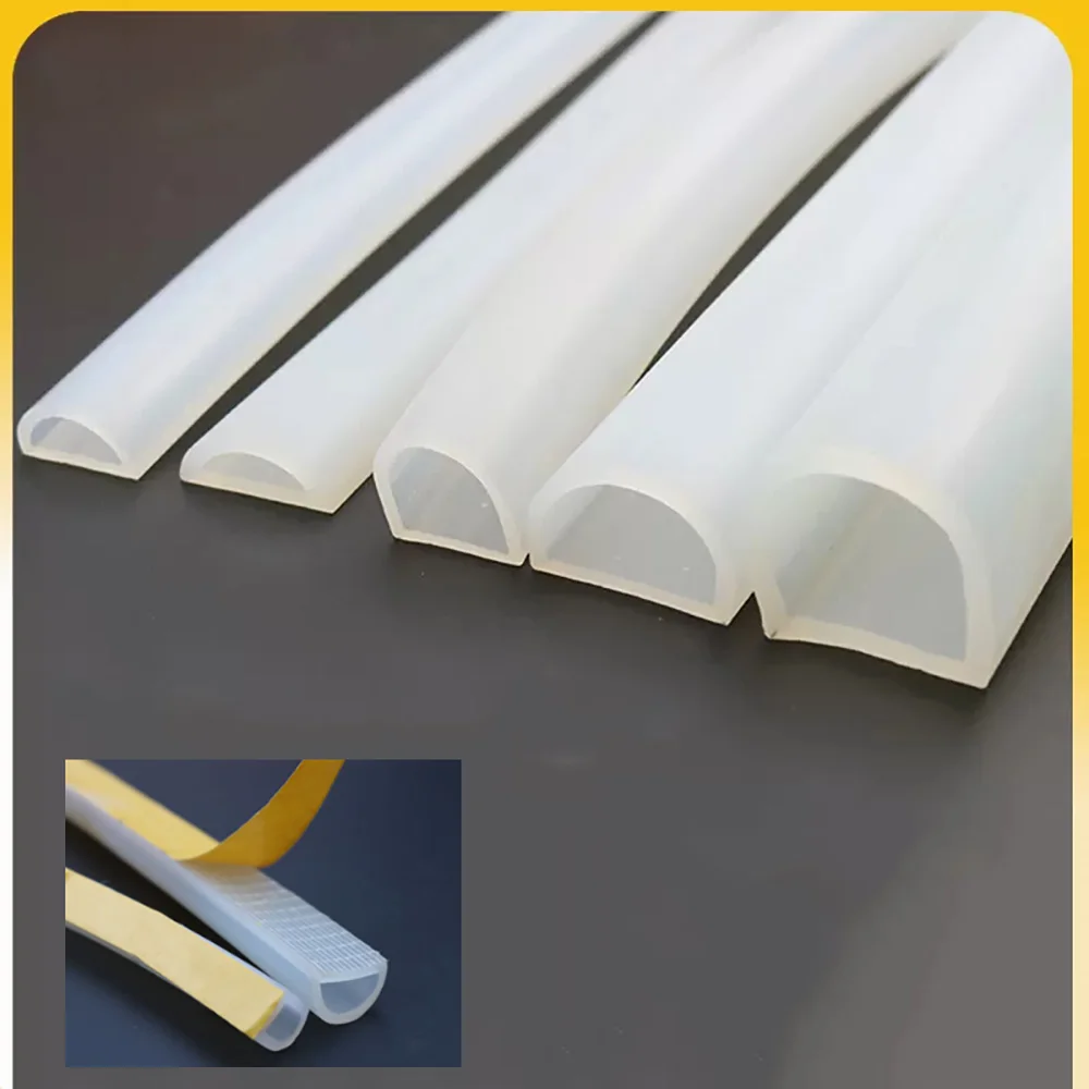 D Type Self  Adhesive Door Window Sound Insulating Waterproof Strip Silicone Sealing Strip Bathroom Kitchen Dry Wet Separation