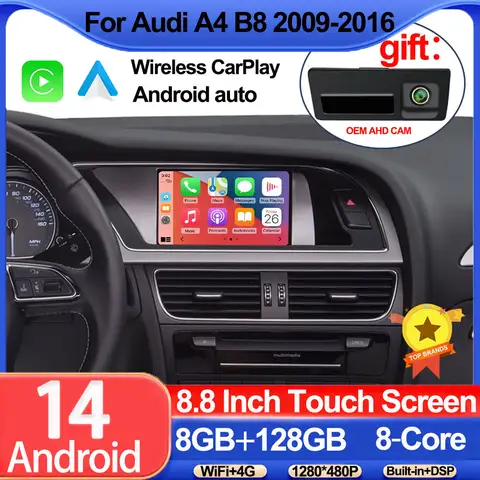 8.8 인치 안드로이드 14 안드로이드 자동 Audi A4 B8 2009-2016 자동 CarPlay 멀티미디어 플레이어 8 코어 5G GPS 디스플레이 DSP GPS NO 2DIN 8.8 인치 안드로이드 14 안드로이드 자동 Audi A4 B8 2009-2016 자동 CarPlay 멀티미디어 플레이어 8 코어 5G GPS 디스플레이 DSP GPS NO 2DIN