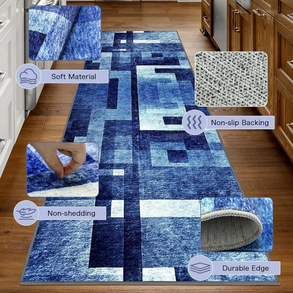 Custom Size Hallway Runner Rugs 2 ft x 72 ft, Washable Floor Carpet Runner with Non-Slip Rubber Backing, Hallway Entryway