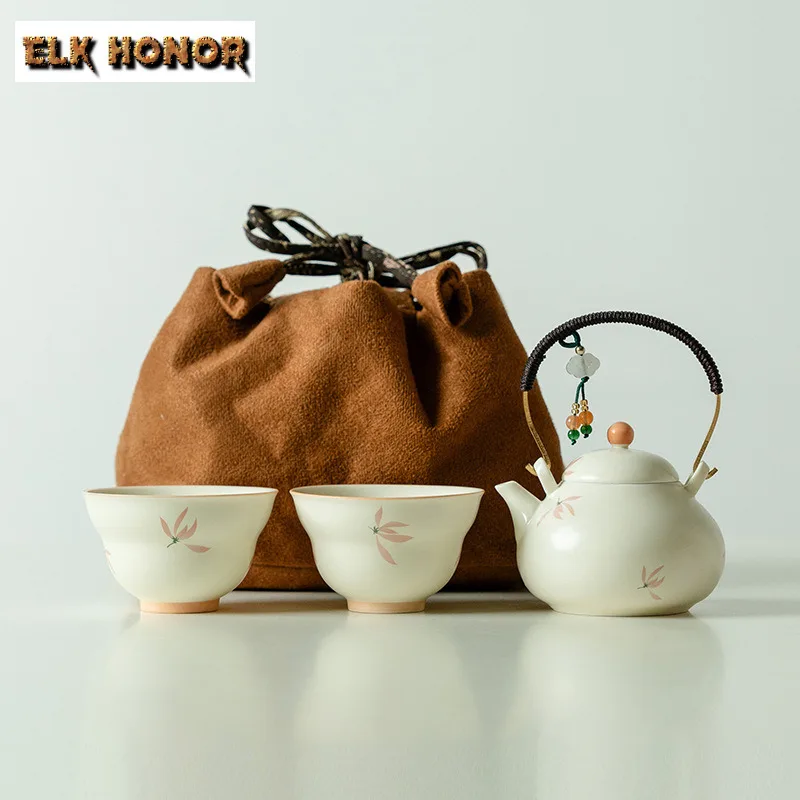 

Ручная роспись, розовая орхидея, дорожный чайный сервиз, эстетический 1 горшок, 3 чашки, органайзер для чайника, портативные сумки для пикника, аксессуары