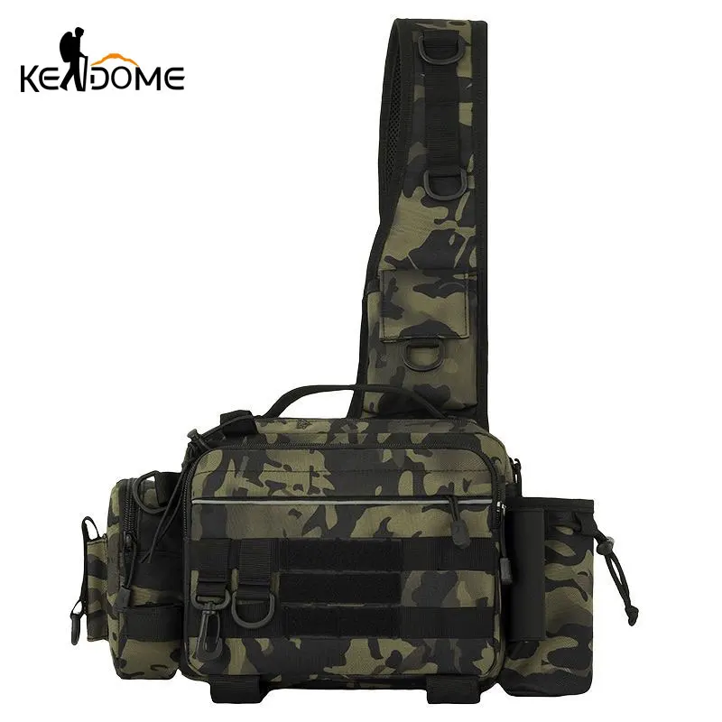 Multifunctional Fishing Lure Bag Waterproof Shoulder Crossbody Fishing Gear Utility Storage Case Men's Fishing Rod Bags XA912D