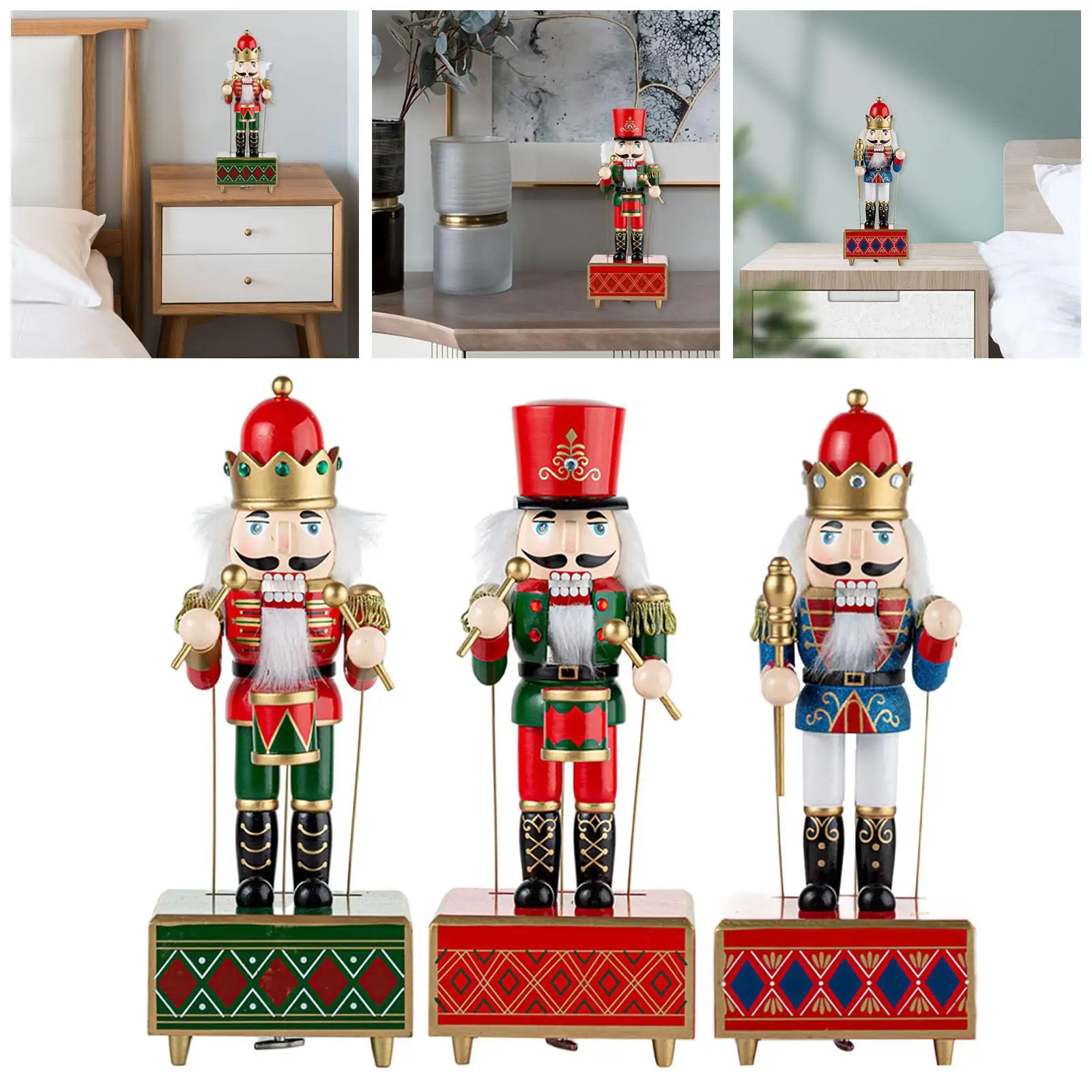 32cm Nutcracker Music up Clockwork Toy Figures New Year Gifts