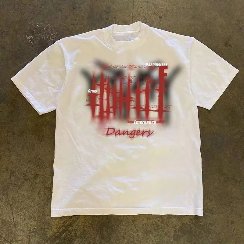 

Red Letter Black Mist Peripheral Pattern Printing Summer Luxury Brand Cotton Men's and Women's T-Shirts Short Sleeves