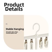 Portable Socks Drying Rack Detachable 16 Clips Rotatable Hook Hanger Space-saving Non-Slip Clothes Drying Rack with Clips