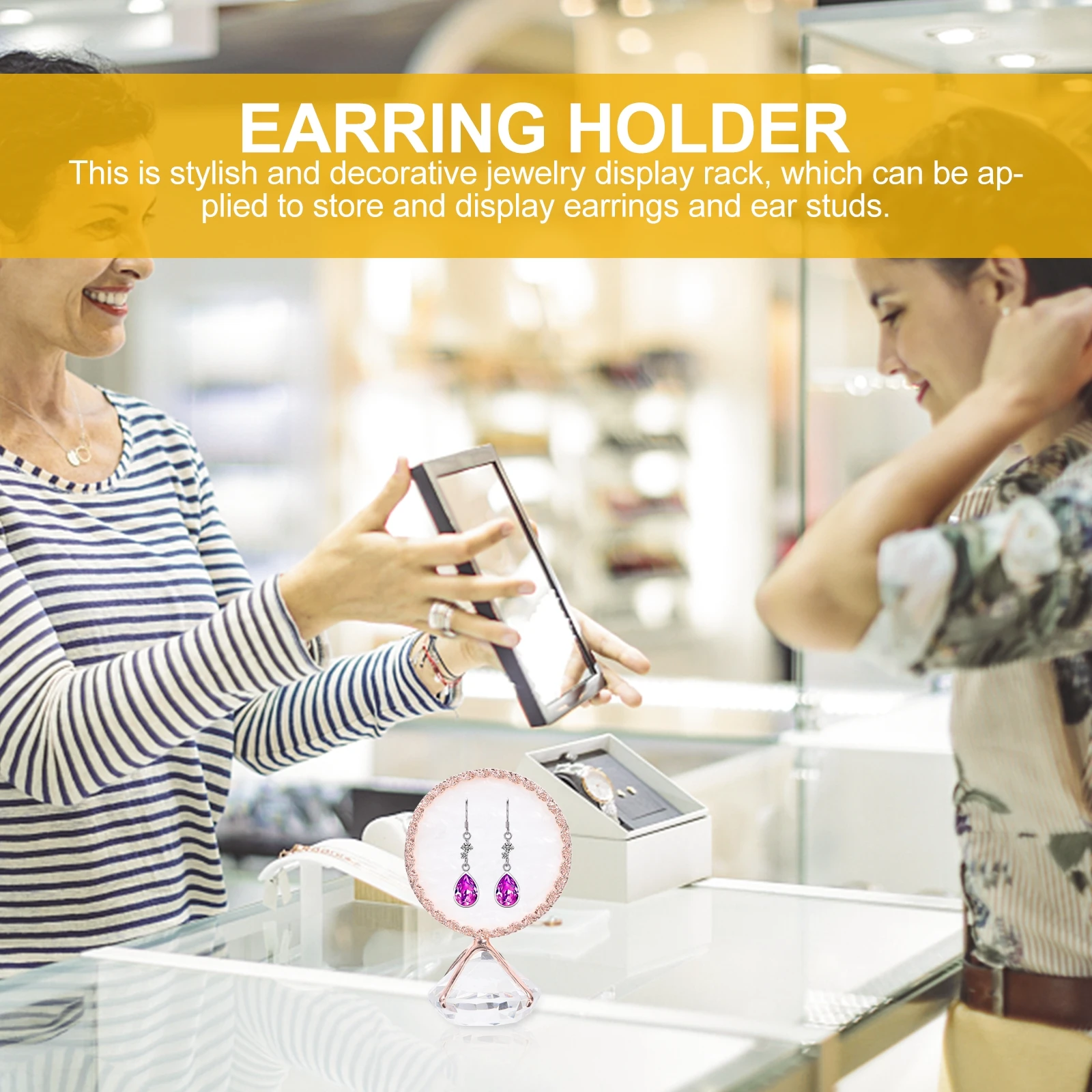 

Luxury Alloy Creative Earring Display Stand Decorative Jewelry Holder Shell Design Earring Storage Board