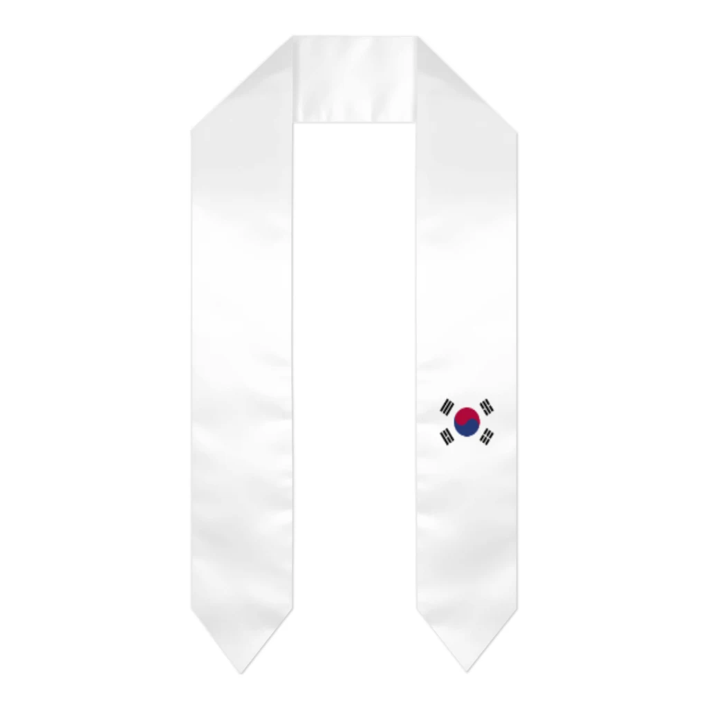 South Korea Flag Thick Graduation Sash Stole Scarf Double Sided Honor Stole For Graduation Students Class Of 2024