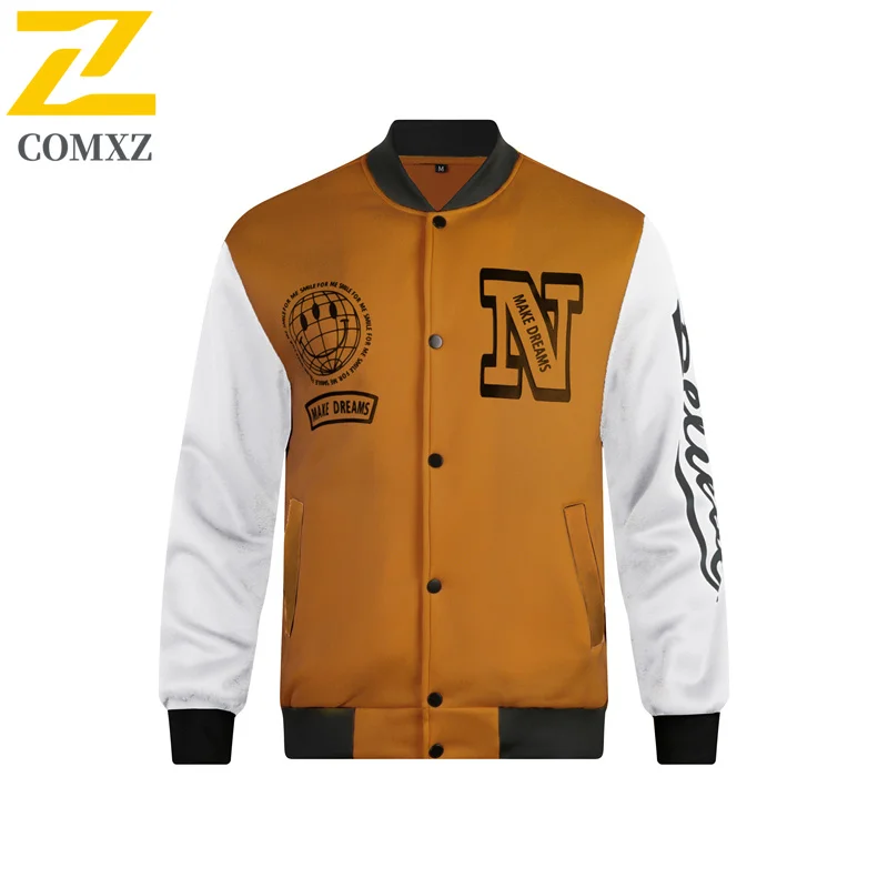 Men's Knit Print Color Block Casual Sport Jacket Lightweight Comfortable Outdoor Windbreaker Trendy Streetwear Coat