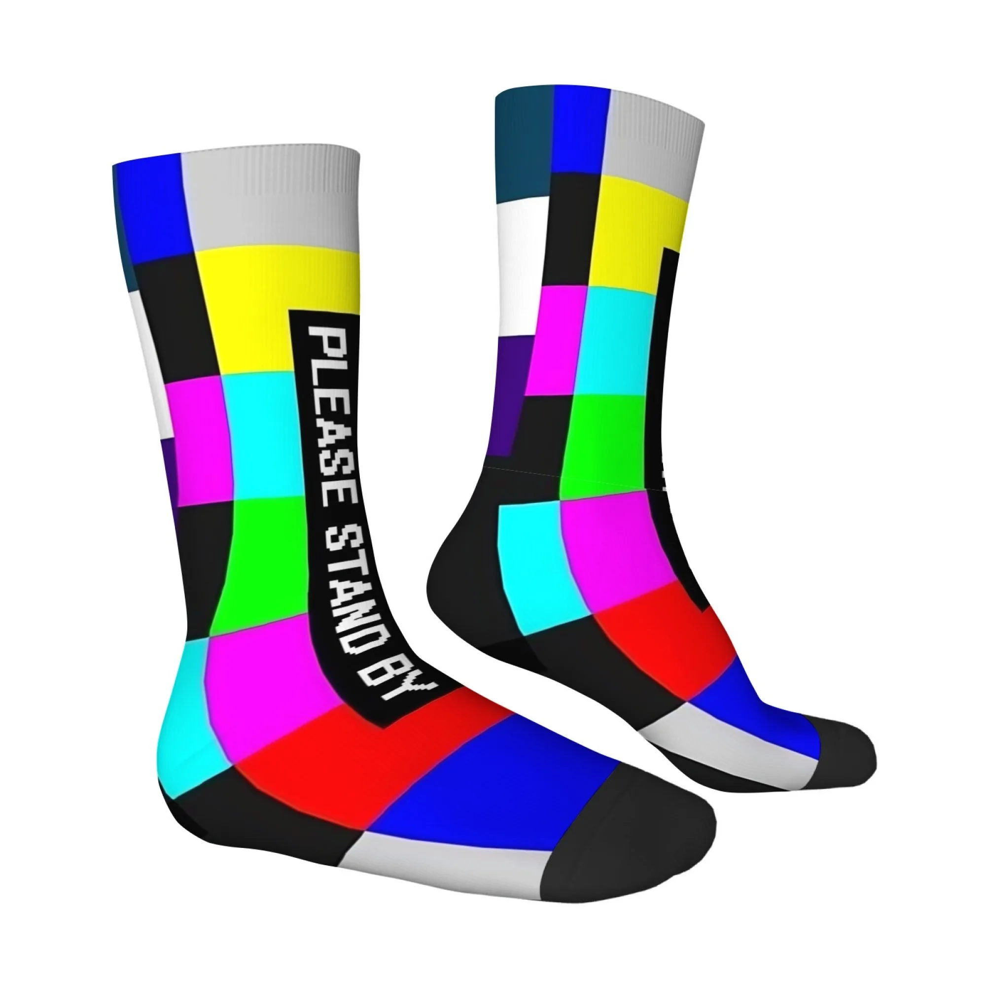 TV Color Bar Test Chart Socks Durable Lightweight Smooth Men's Socks Outdoor Travel Casual Retro Fashion Edgy Streetwear Socks