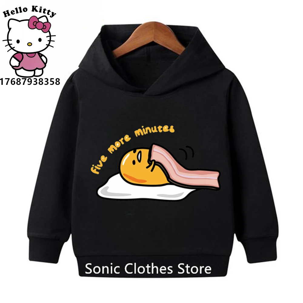 2023 Cute Gudetama Hoodie Kids autumn Clothes Girls Sweatshirts Spring Boys Long Sleeves Hoodies Sanrio Cartoon Hooded Tops