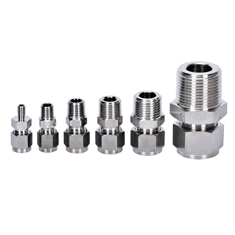 

316 Stainless Steel Quick Coupler Male Thread Ferrule Fittings Single Double Ferrule for Air Source Instrument Copper Tube
