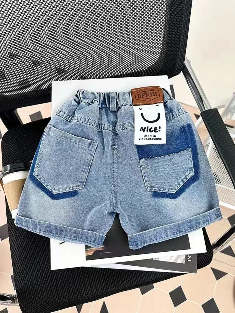 Boys\' Denim Shorts Summer Children\'s Pants Summer Thin Children\'s Middle Pants Wearing Baby Denim Shorts On TheOutside