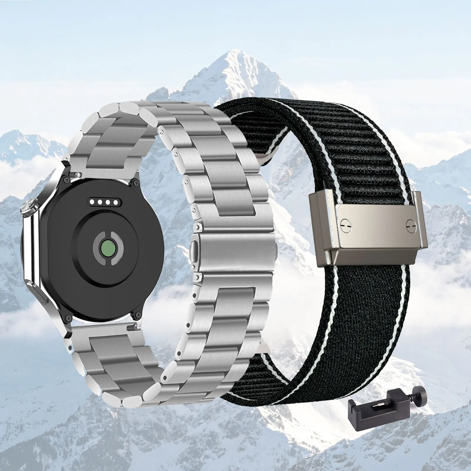 2pcs Bands for OPPO Watch X/X2 One Metal Strap and One Nylon Strap