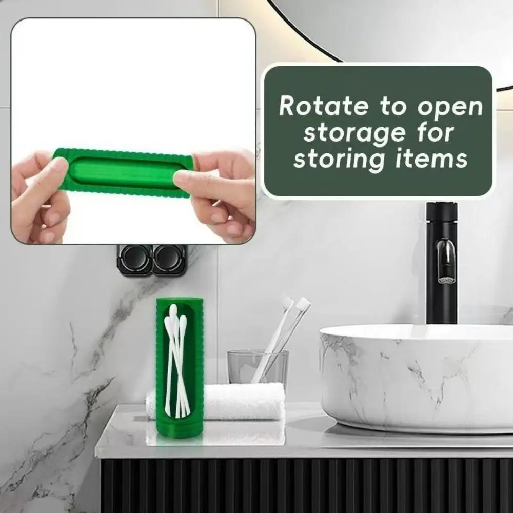 Practical 3D Printed Cotton Swabs Storage Box Plastic Dust-proof Toothpicks Storage Box Rotatable Swab Holder for Home