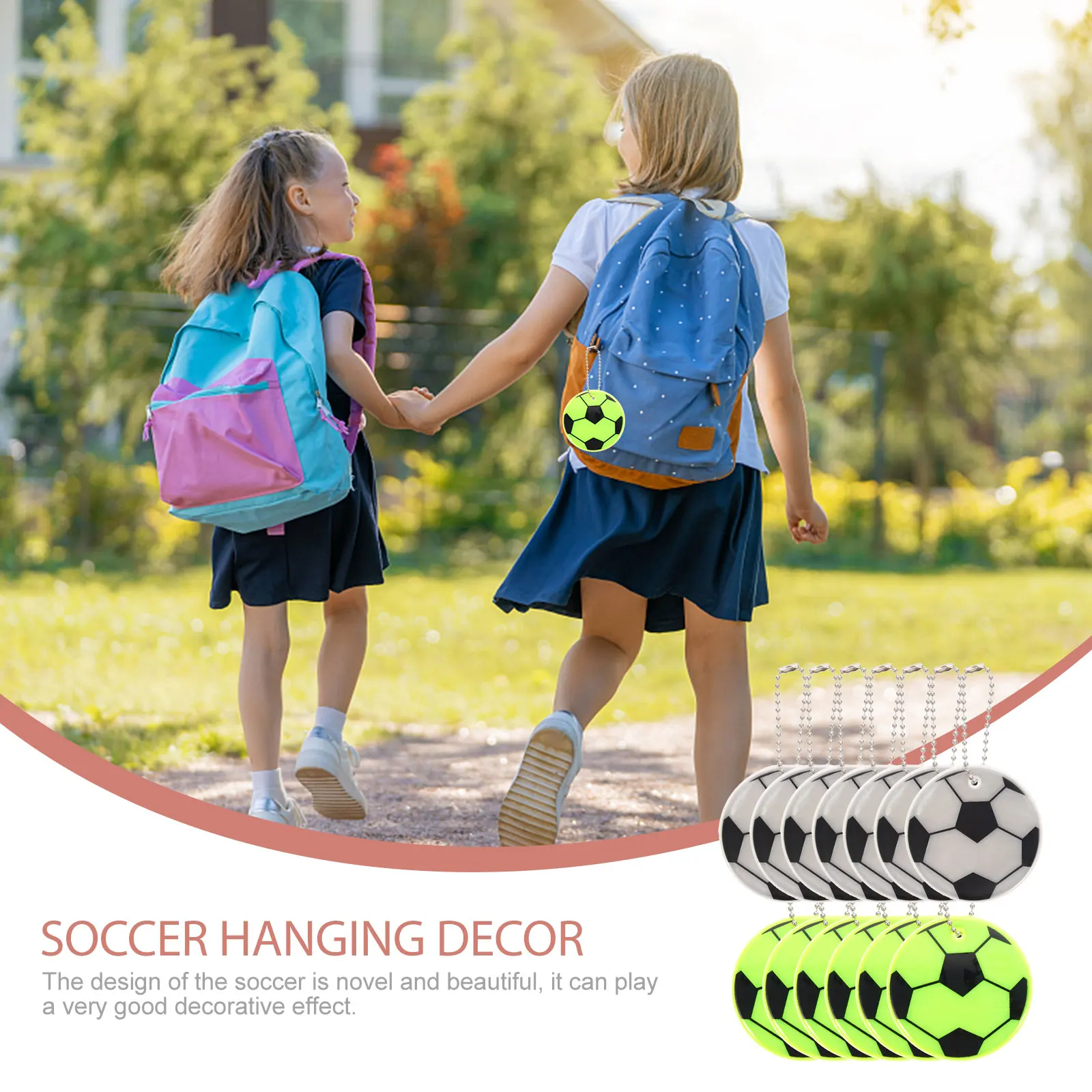 

12 Pcs School Bag Reflective Pendant Backpack Pendants Keychains for Hanging Decor Soccer Child